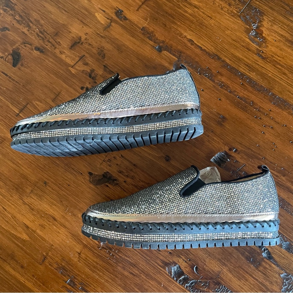 NWOT Sparkly Silver Loafers with Metallic Finish
